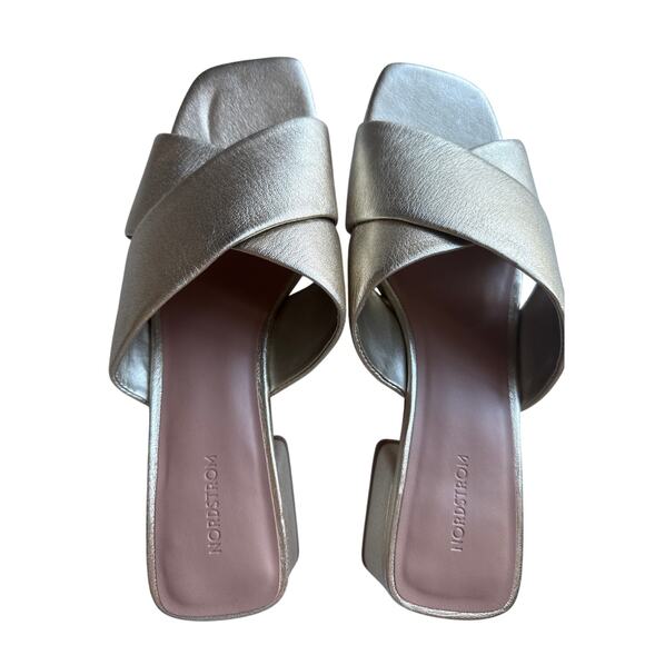 Nordstrom Bayla Sandal Slip-on Mule in Gold Size 9 - Picture 2 of 7